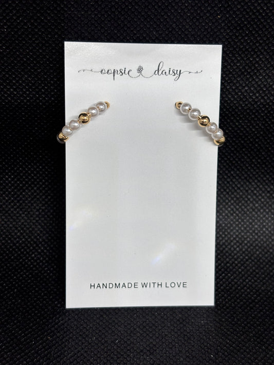 Small pearl and gold hoops