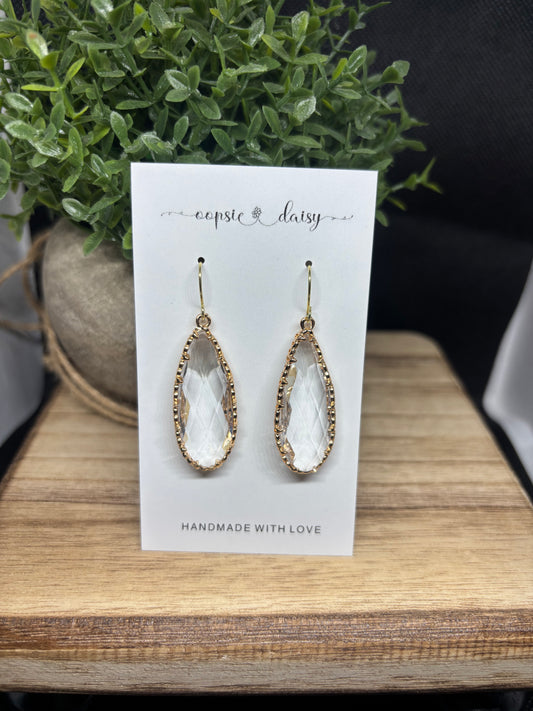 The oval crystal earrings
