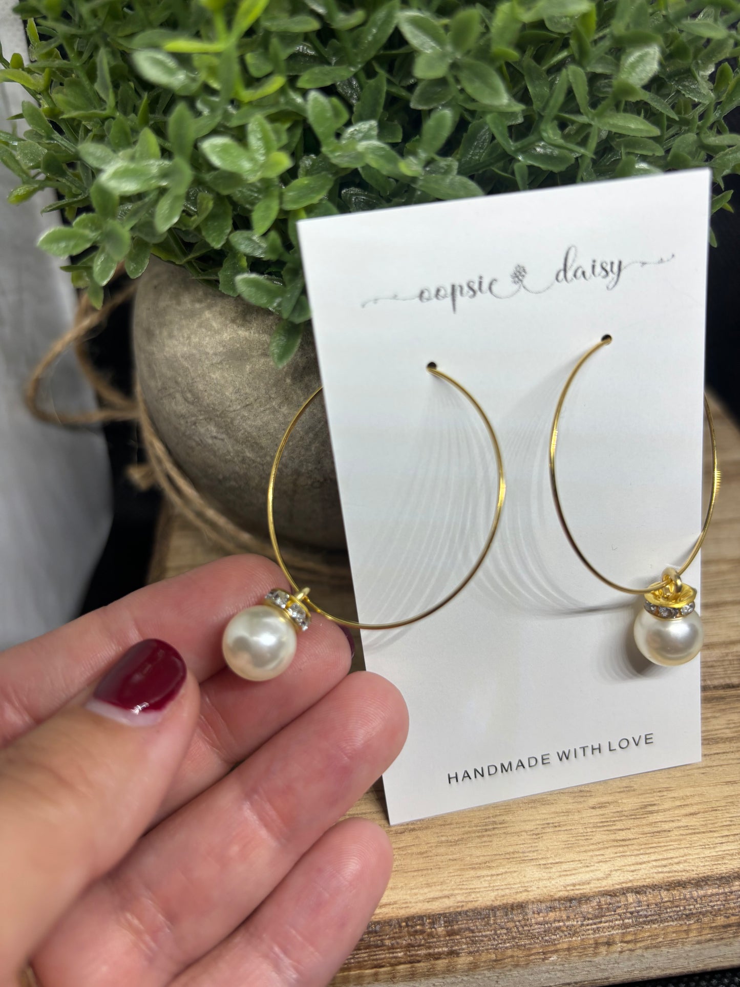 The rhinestone pearl hoops