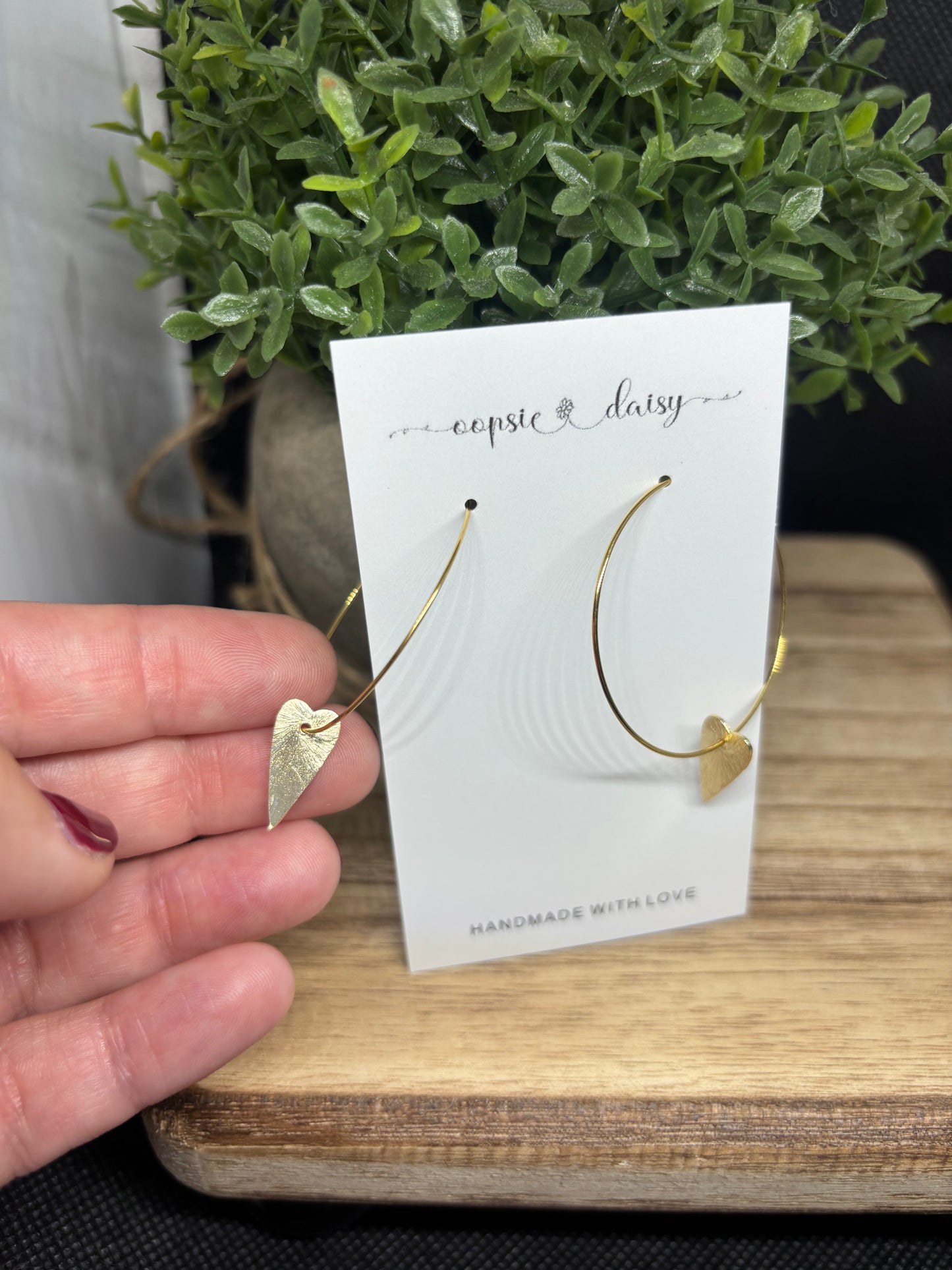 The gold heart hoops