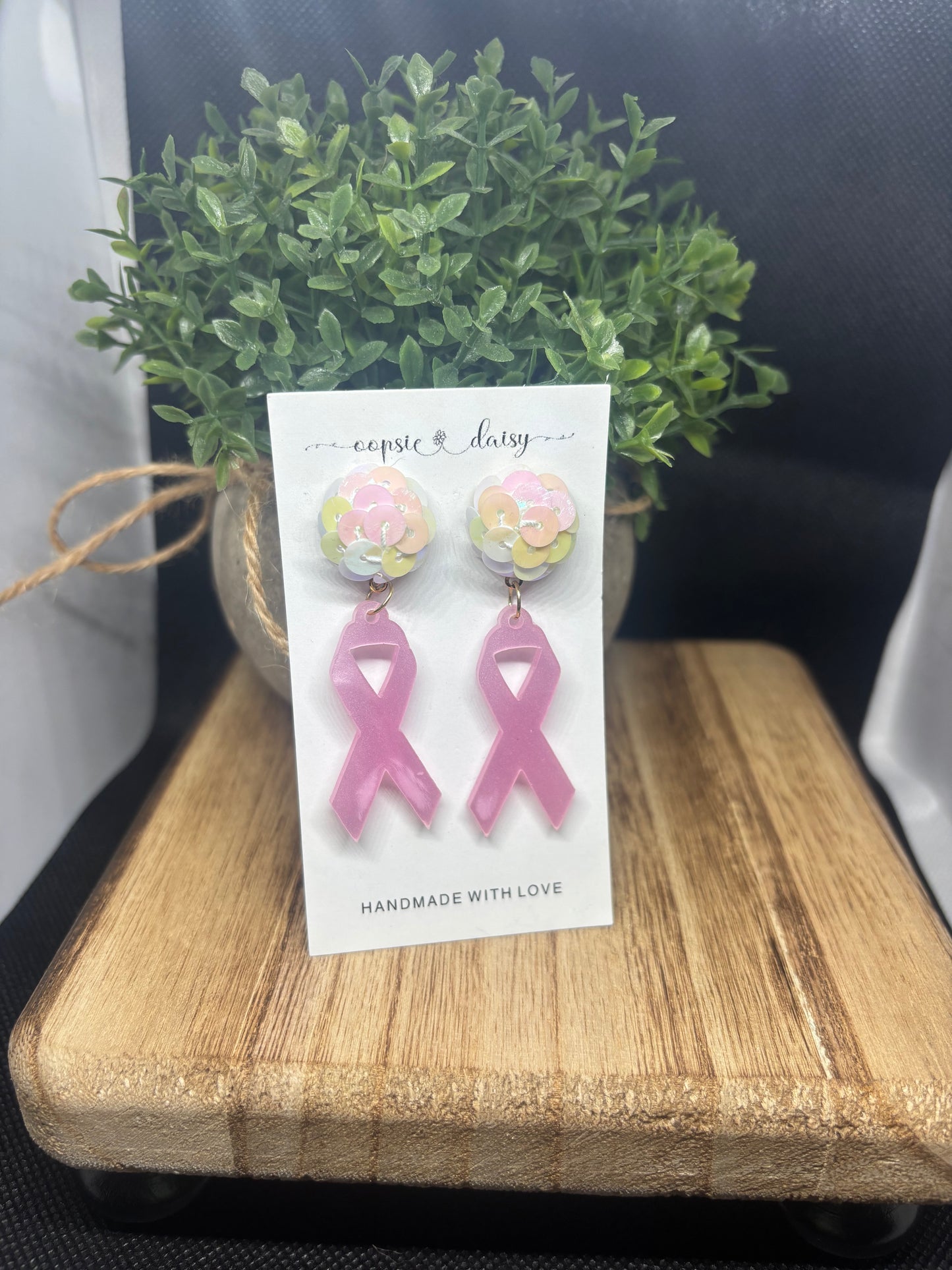 Breast cancer awareness earrings