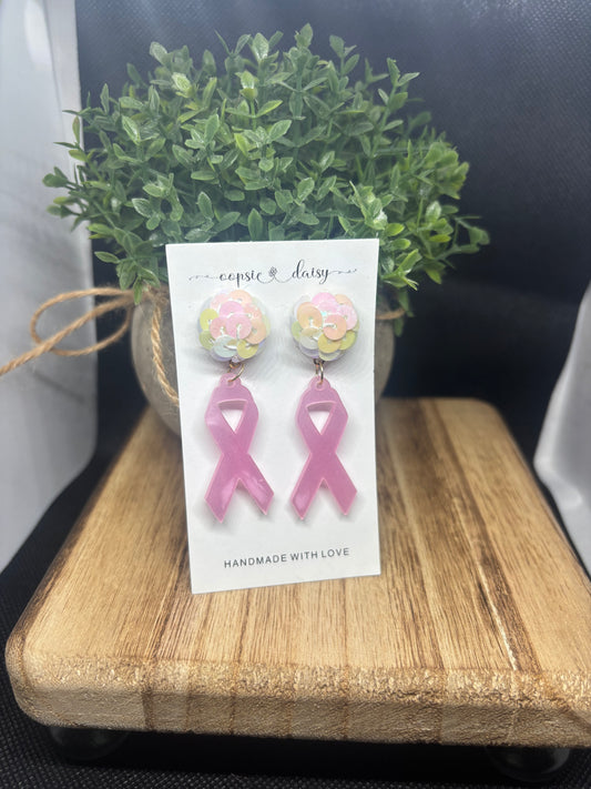 Breast cancer awareness earrings