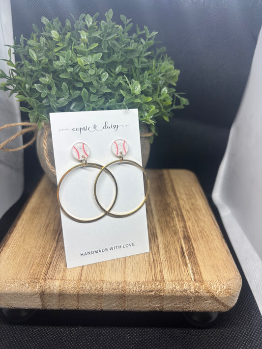 Baseball stud hoops