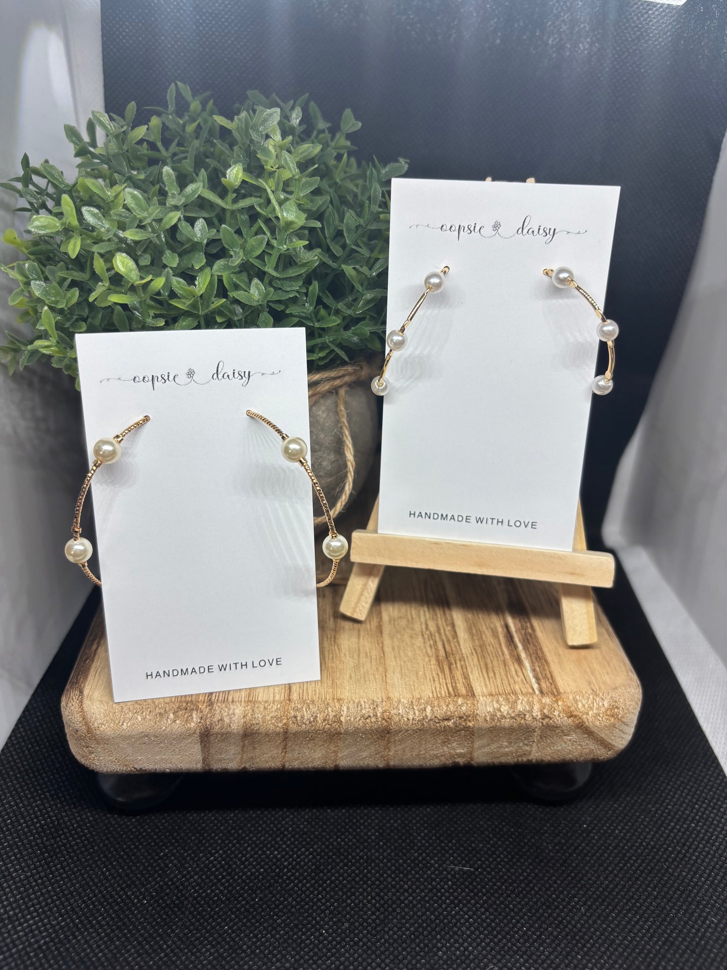 Pearl and gold style hoops