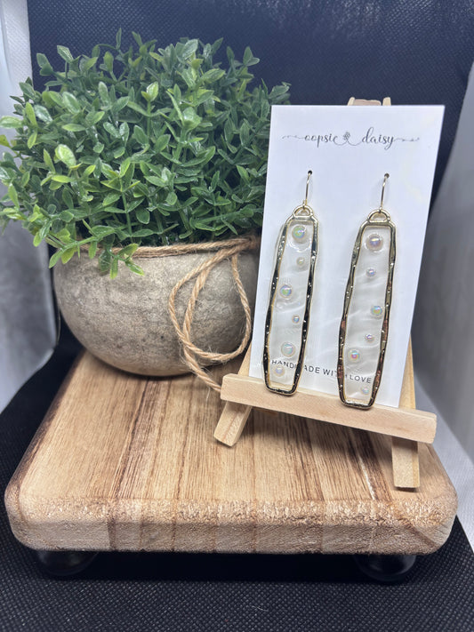 Resin pearl long earrings